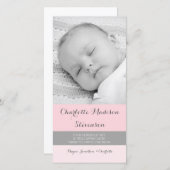 Roze Grijze Bedankt Baby Shower Fotokaarten (Voorkant / Achterkant)