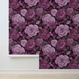 Roze Grijze Bloemen Rozen Behang