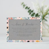  Roze Grijze Bloemen Sympathie Begrafenis Bedankkaart (Staand voorkant)