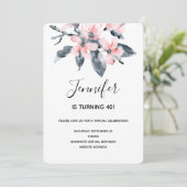 Roze & Grijze Bloemen Waterverf Kaart (Staand voorkant)