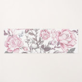 Roze & Grijze Bloemen Yoga Mat (Voorkant (horizontaal))