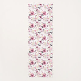 Roze & Grijze Bloemen Yoga Mat – Stijlvol