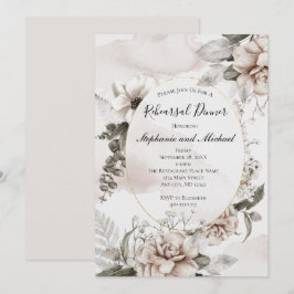 Roze grijze bloemrijke botanische elegante formele kaart