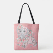 ROZE & GRIJZE BOHO BABY OLIFANT & DREAMCATCHER TOTE BAG (Achterkant)