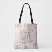 ROZE & GRIJZE BOHO BABY OLIFANT & DREAMCATCHER TOTE BAG (Voorkant)