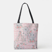 ROZE & GRIJZE BOHO BABY OLIFANT & DREAMCATCHER TOTE BAG (Achterkant)