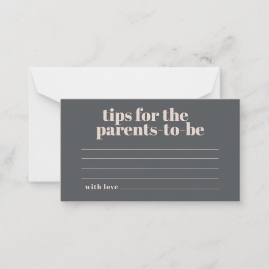 Roze Grijze Boho Typografie Baby Ouderschap Tips O Notitiekaartje (Voorkant)