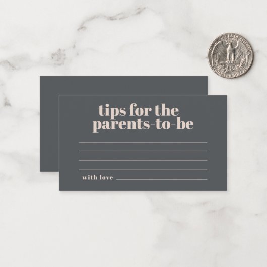 Roze Grijze Boho Typografie Baby Ouderschap Tips O Notitiekaartje (Voorkant / Achterkant in situ)