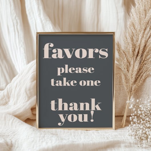 Roze Grijze Boho Typografie Baby shower Favors Sig Poster