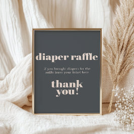 Roze Grijze Boho Typografie Baby shower Luier Poster