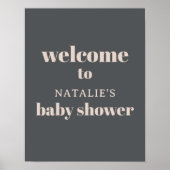 Roze Grijze Boho Typografie Baby shower Poster Sig (Voorkant)