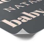 Roze Grijze Boho Typografie Baby shower Poster Sig (Hoek)