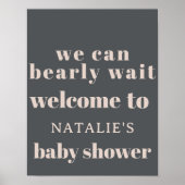 Roze Grijze Boho Typografie Baby shower Poster Sig (Voorkant)