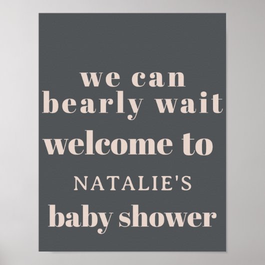 Roze Grijze Boho Typografie Baby shower Poster Sig (Voorkant)
