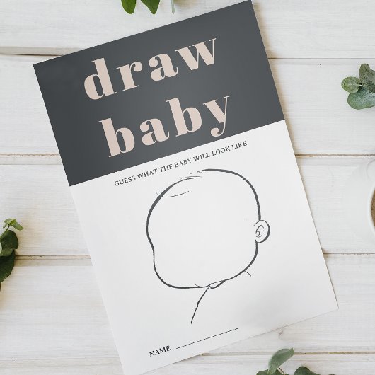 Roze Grijze Boho Typografie Douche Draw Baby Game Flyer