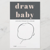 Roze Grijze Boho Typografie Douche Draw Baby Game Flyer (Voorkant)