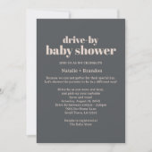 Roze Grijze Boho Typografie Drive-By Baby shower Kaart (Voorkant)
