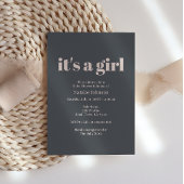 Roze Grijze Boho Typografie Meisje Baby shower Kaart