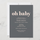 Roze Grijze Boho Typografie Oh Baby shower Kaart (Voorkant)