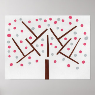 Roze grijze boom poster