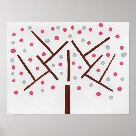 Roze grijze boom poster (Voorkant)