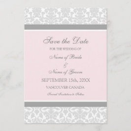 Roze grijze bruiloft Sla de datumkaart op Save The Date