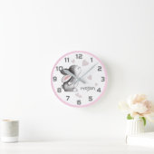 Roze grijze Bunny Heart Wall klok (Huis)