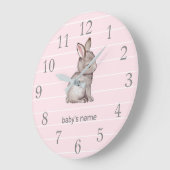 Roze grijze bunny Nursery Decor Wall klok (Hoek)