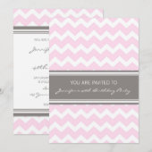 Roze grijze Chevron 40e verjaardag feestdagen Kaart (Voorkant / Achterkant)