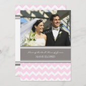 Roze grijze Chevron Aankondiging voor foto-uitzend (Voorkant / Achterkant)