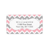 Roze & Grijze Chevron adresetiketten Douche Favor Etiket (Voorkant)