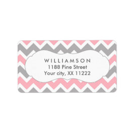 Roze & Grijze Chevron adresetiketten Douche Favor Etiket