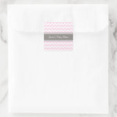 Roze grijze Chevron Baby shower Favor Stickers (Tas)