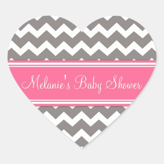 Roze grijze Chevron Baby shower Favor Stickers (Voorkant)