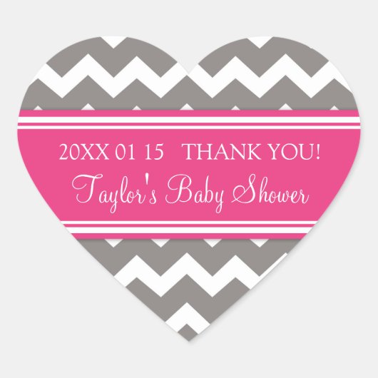 Roze grijze Chevron Baby shower Favor Stickers (Voorkant)