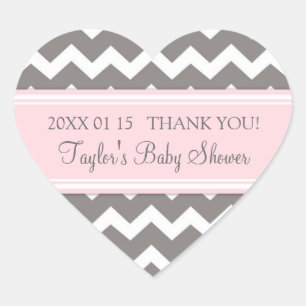 Roze grijze Chevron Baby shower Favor Stickers