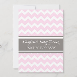 Roze grijze Chevron Baby shower Opmerking over Bab Advieskaart