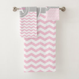 Roze grijze Chevron Bad Handdoek