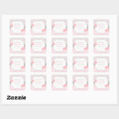 Roze/Grijze Chevron Ballerina Baby shower Boekplaa Vierkante Sticker (Vel)