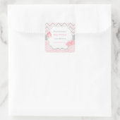 Roze/Grijze Chevron Ballerina Baby shower Boekplaa Vierkante Sticker (Tas)
