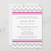 Roze grijze Chevron Bat Mitzvah Invitaties Kaart (Achterkant)