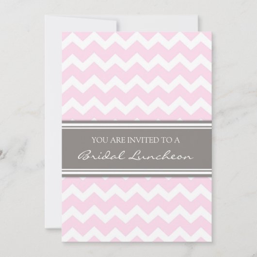 Roze grijze Chevron Bridal Lunch Kaart (Voorkant)
