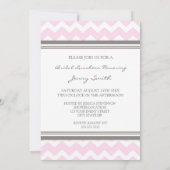 Roze grijze Chevron Bridal Lunch Kaart (Achterkant)