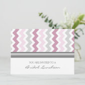 Roze grijze Chevron Bridal Lunch Uitnodigingskaart Kaart (Staand voorkant)