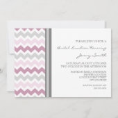 Roze grijze Chevron Bridal Lunch Uitnodigingskaart Kaart (Achterkant)