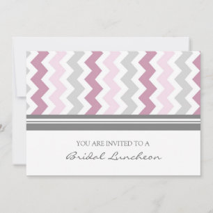 Roze grijze Chevron Bridal Lunch Uitnodigingskaart Kaart