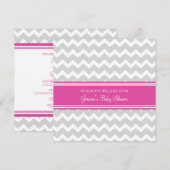 Roze grijze Chevron Custom Baby Shower Invitaties Kaart (Voorkant / Achterkant)