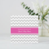 Roze grijze Chevron Custom Baby Shower Invitaties Kaart (Staand voorkant)
