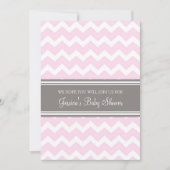 Roze grijze Chevron Custom Baby Shower Invitaties Kaart (Voorkant)