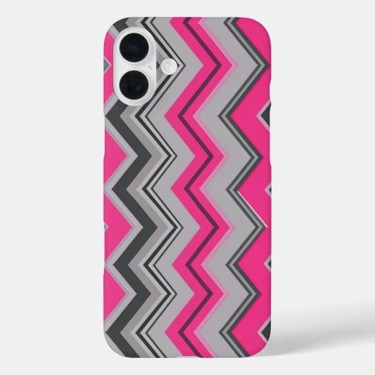 Roze & Grijze Chevron Design iPhone Case (Achterkant)